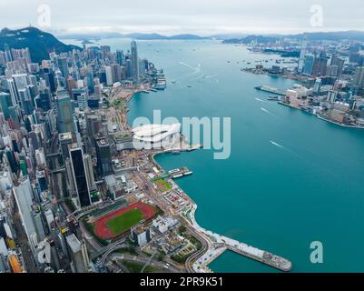 Hongkong 03. Februar 2022: Draufsicht auf Hong Kong City Stockfoto