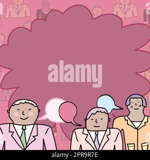 Geschäftsleute Kommunizieren Und Brainstorming Zu Meetings Durchführen. Drei Kollegen Diskutieren Über Wichtige Neuigkeiten. Führungskraft, Die Ihren Kollegen Neue, Brillante Ideen Vermittelt. Stock Vektor