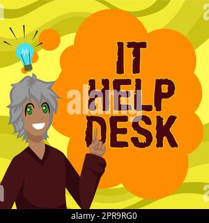 Schreiben Anzeige Text IT Help Desk, Internet-Konzept Online-Support-Unterstützung helfen zeigen mit Technologie Junge Argumentation wichtige Informationen Stockfoto