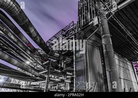 Fabrikansicht der Keihin-Region bei Nacht Stockfoto