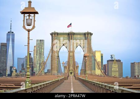 Blick auf die Brooklyn Bridge in New York City Stockfoto