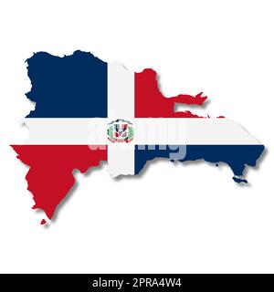 Eine Karte der Dominikanischen Republik auf weißem Hintergrund, 3D-Darstellung mit Beschneidungspfad Stockfoto