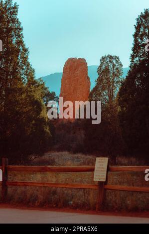 Sonnenuntergang im Garden of the Gods Park. Stockfoto