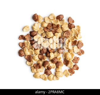 Frühstücksflocken isoliert auf weißem Hintergrund. Stockfoto