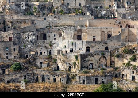 Panoramablick auf Sassi di Matera vom Belvedere di Murgia Timone, Basilicata, Italien Stockfoto