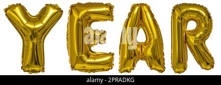 Echte Ballons in Form von U V w x y z Metallic Gold Stockfoto