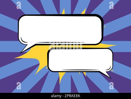 Ein Paar Leerer Sprechblasen In Rechteckiger Form Mit „Abstand Über Farbigen Hintergrund Kopieren“. Leere Chatboxen S für Kommunikation und Verbindung zu sozialen Medien. Stockfoto