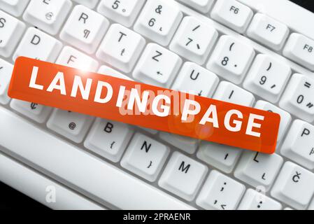 Landing-Page mit handschriftlichem Text. Konzeptfoto: Zugriff auf die Website durch Klicken auf einen Link auf einer anderen Webseite -48860 Stockfoto