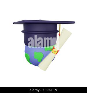 universitätsstudenten-Mörteltafel und Diplomabschlusskonzept Stockfoto