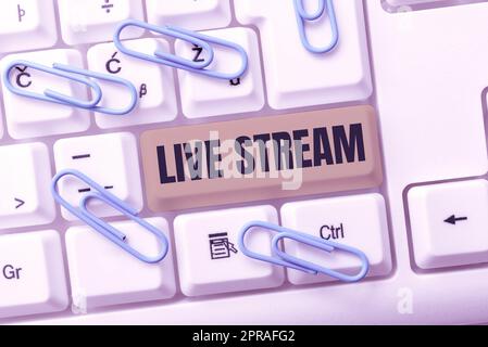 Textbeschriftung für Live-Stream. Wort für Übertragung oder Empfang von Video- und Audiosignalen über Internet -48557 Stockfoto