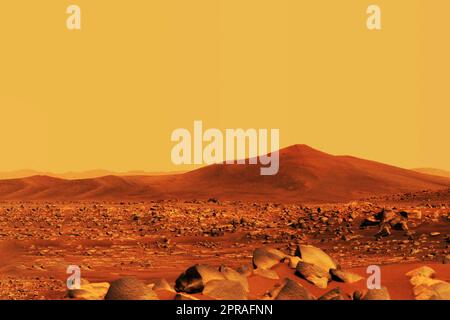 Die Oberfläche des Planeten Mars. Elemente dieses Bildes lieferten die NASA. Hochwertiges Foto Stockfoto