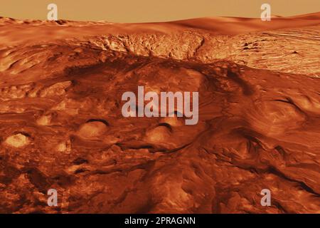 Die Oberfläche des Planeten Mars. Elemente dieses Bildes lieferten die NASA. Hochwertiges Foto Stockfoto