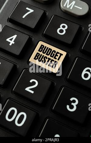 Schreiben mit Anzeige des Textes Budget Buster. Internetkonzept Sorglose Ausgaben Bargeldeinnahmen Unnötige Käufe Überschreitung Der Ausgaben -48883 Stockfoto
