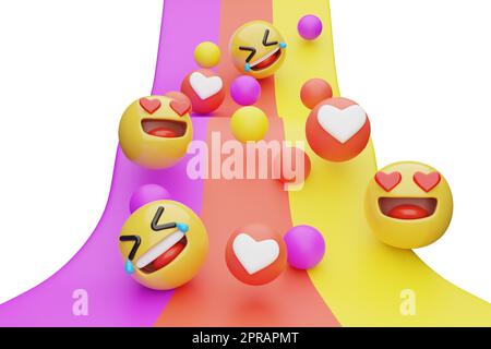 3D farbenfroher Emoji-Tag Stockfoto