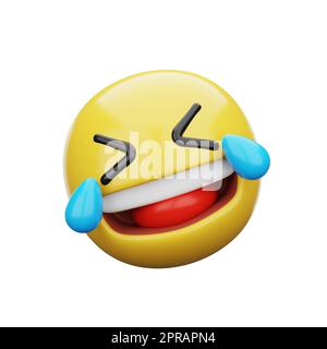 3D Emoji rollend auf dem Boden lachend Stockfoto