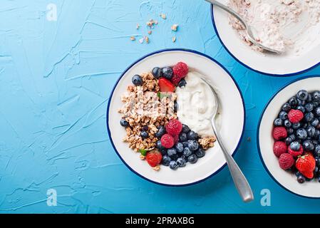 Müsli und Cornflakes, Haferflocken Stockfoto