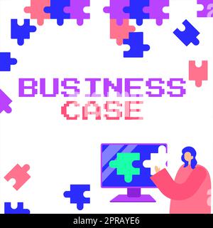 Inspiration mit dem Schild Business Case. Konzept bedeutet Angebot mündliche Präsentation Neue Aufgabe Lady Halten Puzzlestück für innovative Problemlösungsideen. Stockfoto