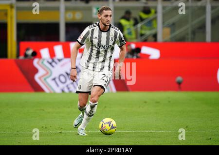 Adrien Rabiot (FC Juventus) während des italienischen Pokals, Coppa Italia, Halbfinale, Fußballspiel mit 2. Beinen zwischen dem FC Internazionale und dem FC Juventus am 26. April 2023 im Giuseppe Meazza Stadion in Mailand, Italien – Foto Luca Rossini/E-Mage Stockfoto