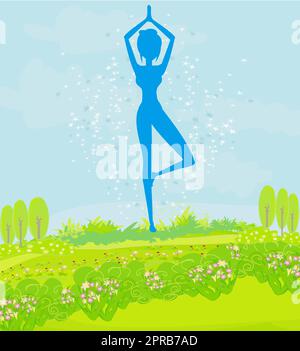 Frau in einem traditionellen Yoga-Pose-Vektor-illustration Stockfoto