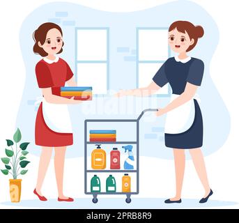 Hotel Employee to Serve Travelers in Flat Cartoon Hand Drawn Template Illustration Stock Vector