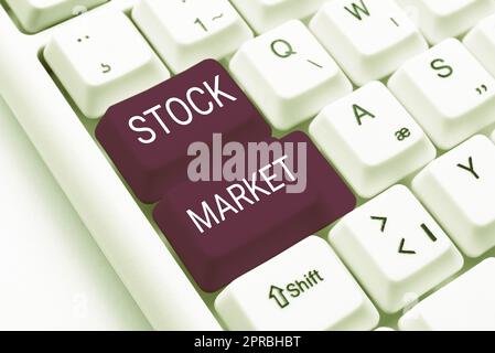 Konzeptionelle Darstellung des Aktienmarktes. Überblick über das Geschäft bestimmter Markt, in dem Aktien und Anleihen gehandelt oder ausgekauft werden -48880 Stockfoto