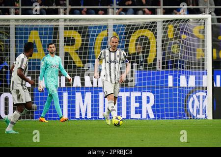 Mailand, Italien. 26. April 2023. Leonardo Bonucci (FC Juventus) während des italienischen Pokals, Coppa Italia, Halbfinale, Fußballspiel mit 2. Beinen zwischen FC Internazionale und FC Juventus am 26. April 2023 im Stadion Giuseppe Meazza in Mailand, Italien - Photo Morgese-Rossini/DPPI Credit: DPPI Media/Alamy Live News Stockfoto