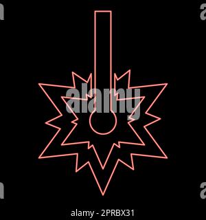 Neonlaser arbeiten Laser-Linie Funkenschweißsymbol Gravur Konzept Lasergravur Burst Cut rot Vektordarstellung flacher Bildstil Stock Vektor