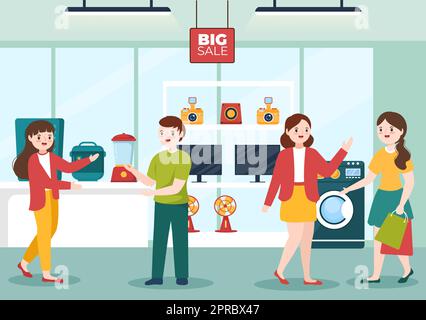 Überprüfung der Elektronik mit Kundenbewertung der Servicequalität oder der Anwendung und Abgabe von Feedback in einer flachen, handgezeichneten Schablone Stock Vektor