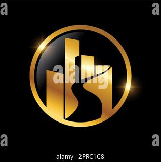 Golden Circle Building Logo-Vektorsymbol Stock Vektor