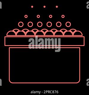 Neon-Whirlpool, Whirlpool, Whirlpool, Badewanne mit Schaumstoffblasen, Bad, Bad, Whirlpool, rot, Vektorbild, flacher Stil Stock Vektor