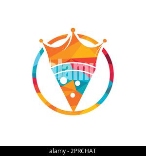 Vorlage für das Vektor-Logo von Pizza King. Kronen- und Pizzastücke-Design. Stock Vektor