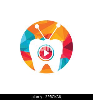Dental-tv-Vektor-Logo-Design-Vorlage. Zahn- und TV-Ikone. Stock Vektor