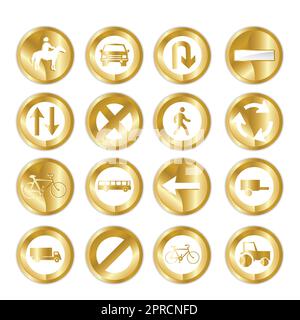 Goldene Verkehrsschilder Stock Vektor