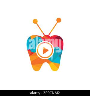 Dental-tv-Vektor-Logo-Design-Vorlage. Zahn- und TV-Ikone. Stock Vektor
