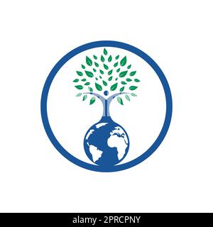 Designvorlage für das Logo des globalen menschlichen Baumvektors. Stock Vektor