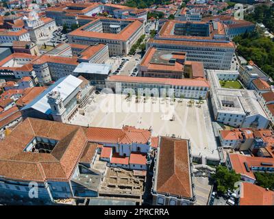 Der Campus der Universität von Coimbra aus der Vogelperspektive Stockfoto