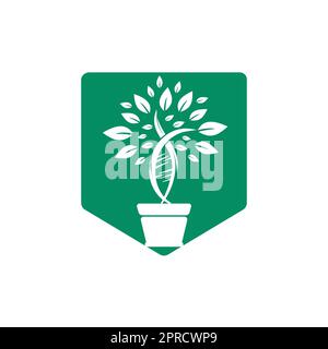 Logo-Design für DNA-Pflanzenvektor. Designkonzept für organische DNA-Vektoren. Stock Vektor