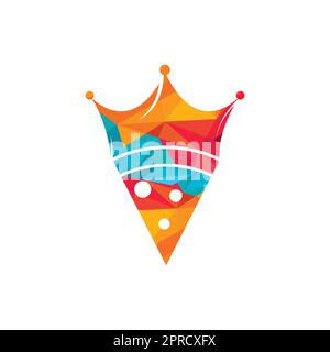Vorlage für das Vektor-Logo von Pizza King. Kronen- und Pizzastücke-Design. Stock Vektor