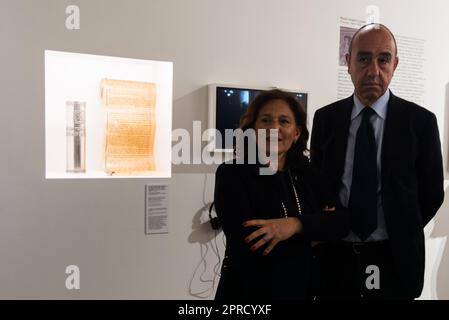 Rom, Italien. 26. April 2023. ROM, ITALIEN - APRIL 26: Anlässlich des 75. Geburtstages des Staates Israel zeigt eine Ausstellung im Jüdischen Museum in Rom die künstlerische Verbindung und Solidarität des Landes mit Italien am 26. April 2023 in Rom, Italien. (Foto: Andrea Ronchini/NurPhoto) Kredit: NurPhoto SRL/Alamy Live News Stockfoto
