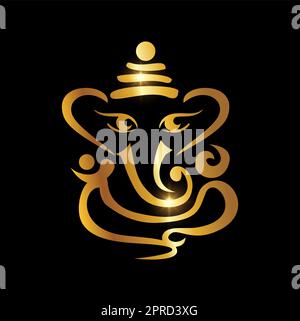 Golden Ganesh Puja. ganesh Chaturthi-Zeichen Stock Vektor