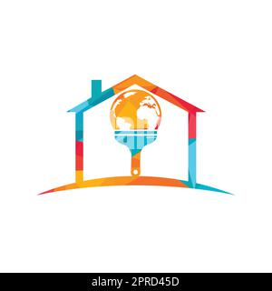 Farbpinsel- und Globe-Vektorlogo-Design. Logokonzept für globale Malsymbole. Stock Vektor