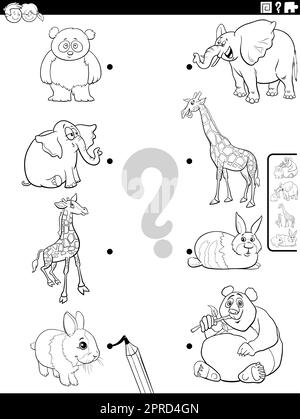 Die Zeichentricktiere lassen sich mit der Malseite für ihre Babys kombinieren Stock Vektor