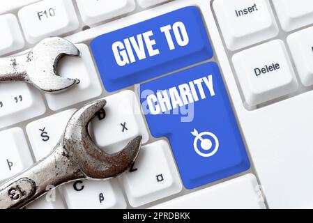 Handschrifttext für Charity. Internet Concept Spenden Sie Dinge, die nicht mehr gebraucht werden, um sie zu zeigen -48966 Stockfoto