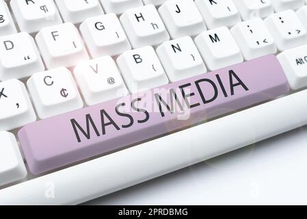 Text mit Inspiration Mass Media. Internet Concept Group zeigt der Öffentlichkeit Nachrichten über die Geschehnisse -49082 Stockfoto