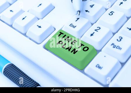 Textüberschrift mit der Zeit bis zur Planung. Wort zur Vorbereitung der Dinge Vorbereitung Denken Sie an andere Lösungen -49153 Stockfoto