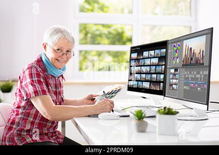 Video-Editor Mit Software Zum Bearbeiten Stockfoto