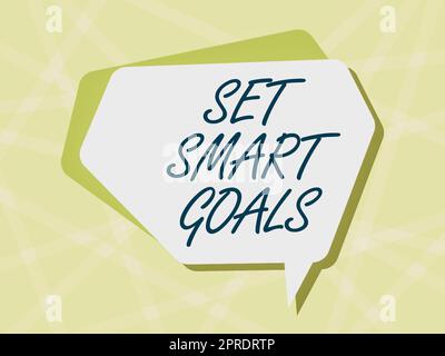 Text mit Inspiration Set Smart Goals. Internetkonzept erreichbare Ziele festlegen gute Geschäftspläne erstellen Paar Sprechblasen in ovaler Form, die den Ideenaustausch repräsentieren. Stockfoto