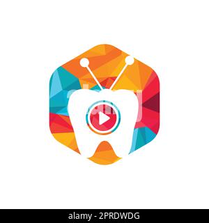 Dental-tv-Vektor-Logo-Design-Vorlage. Zahn- und TV-Ikone. Stock Vektor