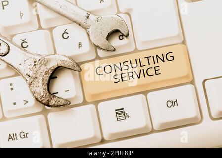 Inspiration mit Zeichen Consulting ServiceExperts, die einem Dritten Wissen gegen eine Gebühr anbietet, Konzept bedeutet, dass Experten Wissen anbieten Stockfoto