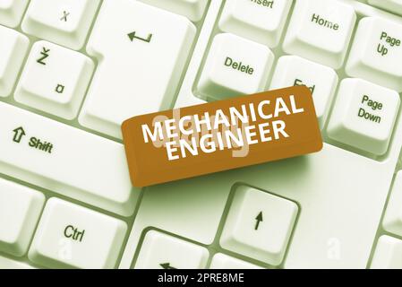 Text mit Inspiration für Maschinenbauingenieur, Business Idea Angewandte Konstruktionsdisziplin für Maschinenbau Stockfoto